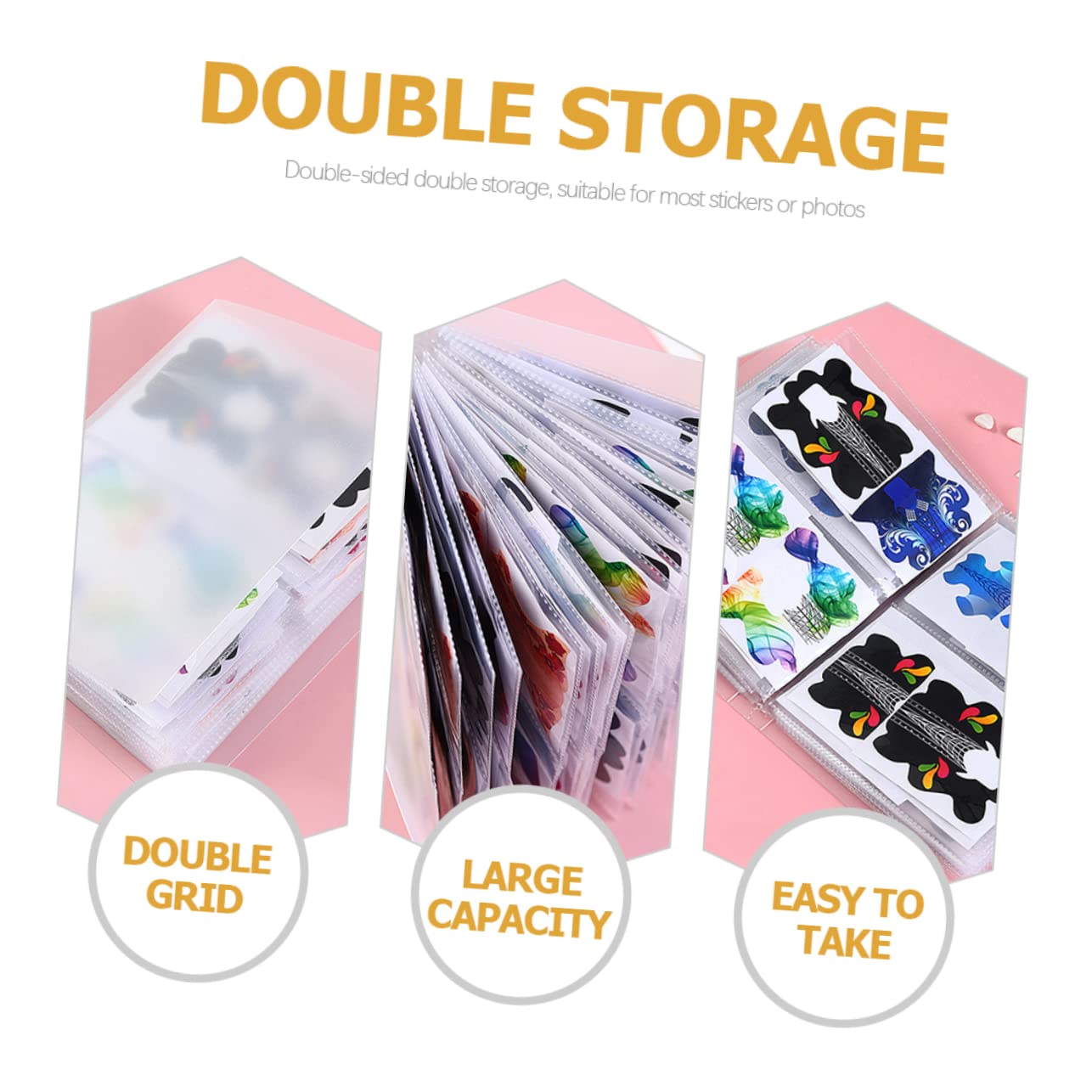 2pcs Scrapbooking Storage Binder Sticker Holder Nail Sticker Album Organizer Slots Nail Decal Collecting Album
