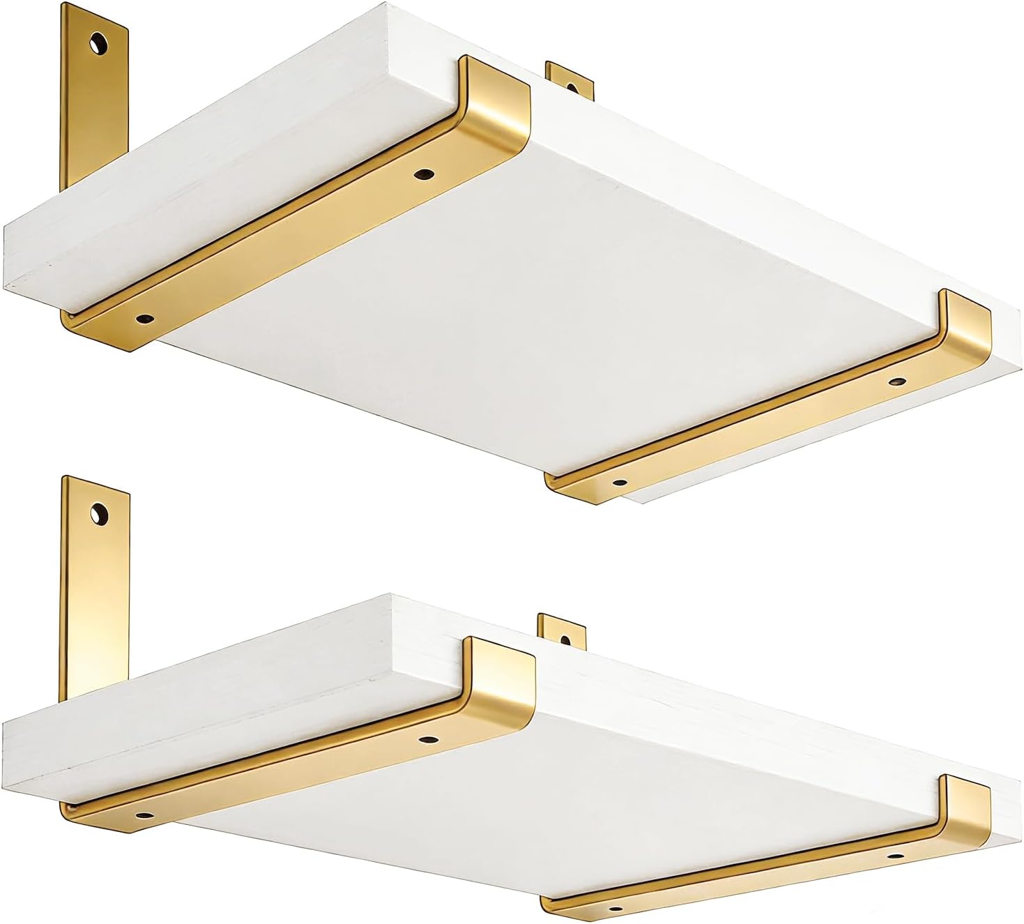 Shelf Brackets 12 Inch 4PCS Heavy Duty Gold Wall Bracket with Lip for Floating Shelves Rustic Iron Metal Shelf Bracket for DIY Open Shelving Hardware Included