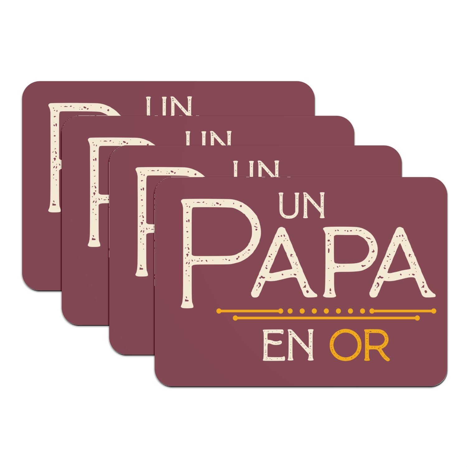 Set de table lot de 4 caoutchouc rouge cadeau idéal Fête des Pères Un Papa en Or