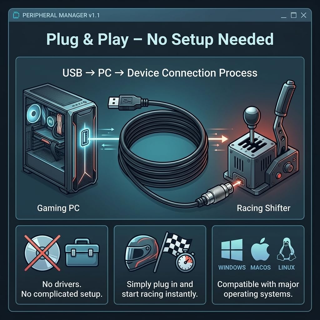 USB Male to DIN 9-Pin DIN9 Male Data Cable for Thrustmaster TH8A TSSH MOD+Handbrake Computerized Inline Cable 1.8 Meters