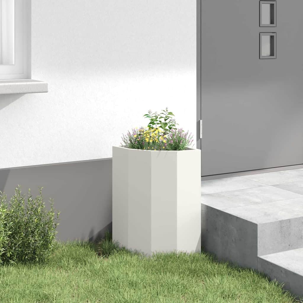 Maceta esquinera blanca 30 x 30 x 50 cm de acero, diseño moderno y robusto, ahorra espacio, bancal elevado para balcón, bancal de jardín elevado para terraza, huerto y jardinera, adecuado para