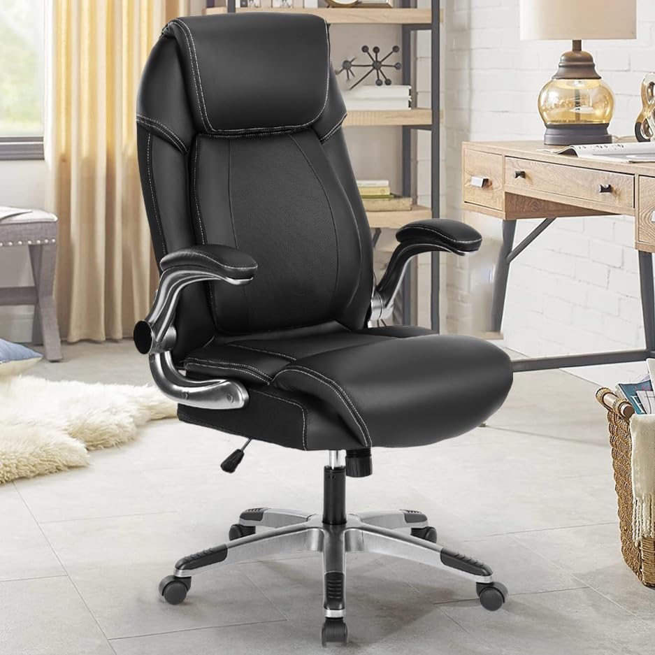 Bosmiller Bürostuhl Ergonomischer Chefsessel mit klappbaren Armlehnen