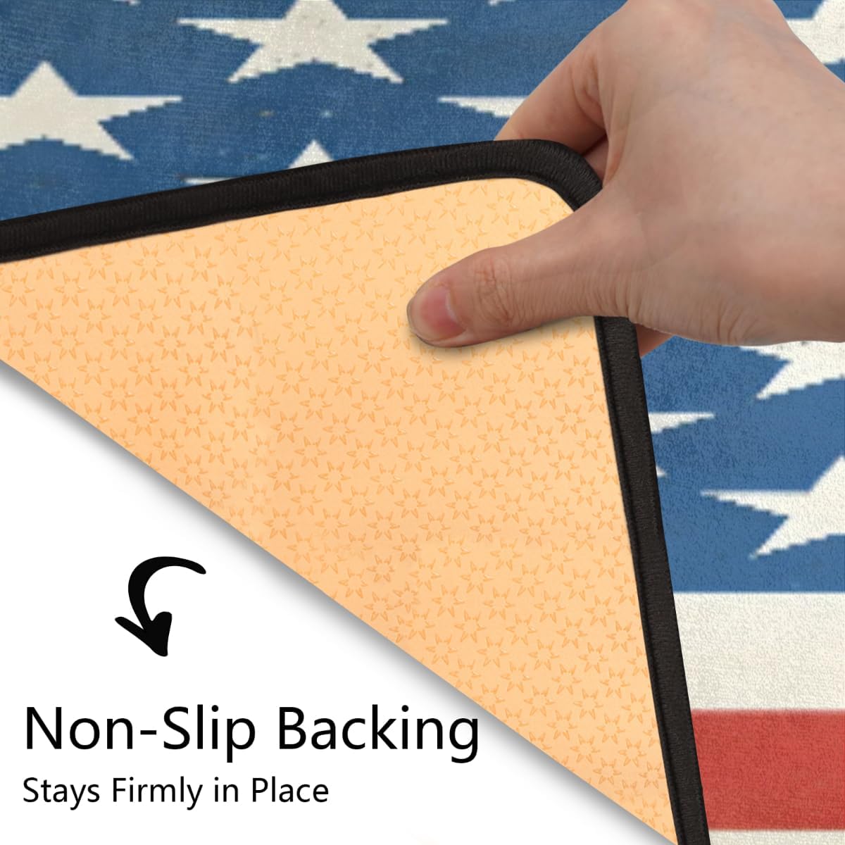 Anti Fatigue USA Flag Print Kitchen Mats for Floor 2 Piece Set, Waterproof Non Slip Boho Kitchen Floor Rugs, Comfort Standing Mat for Sink Laundry & Home Kitchen 17"x47"+17"x29"