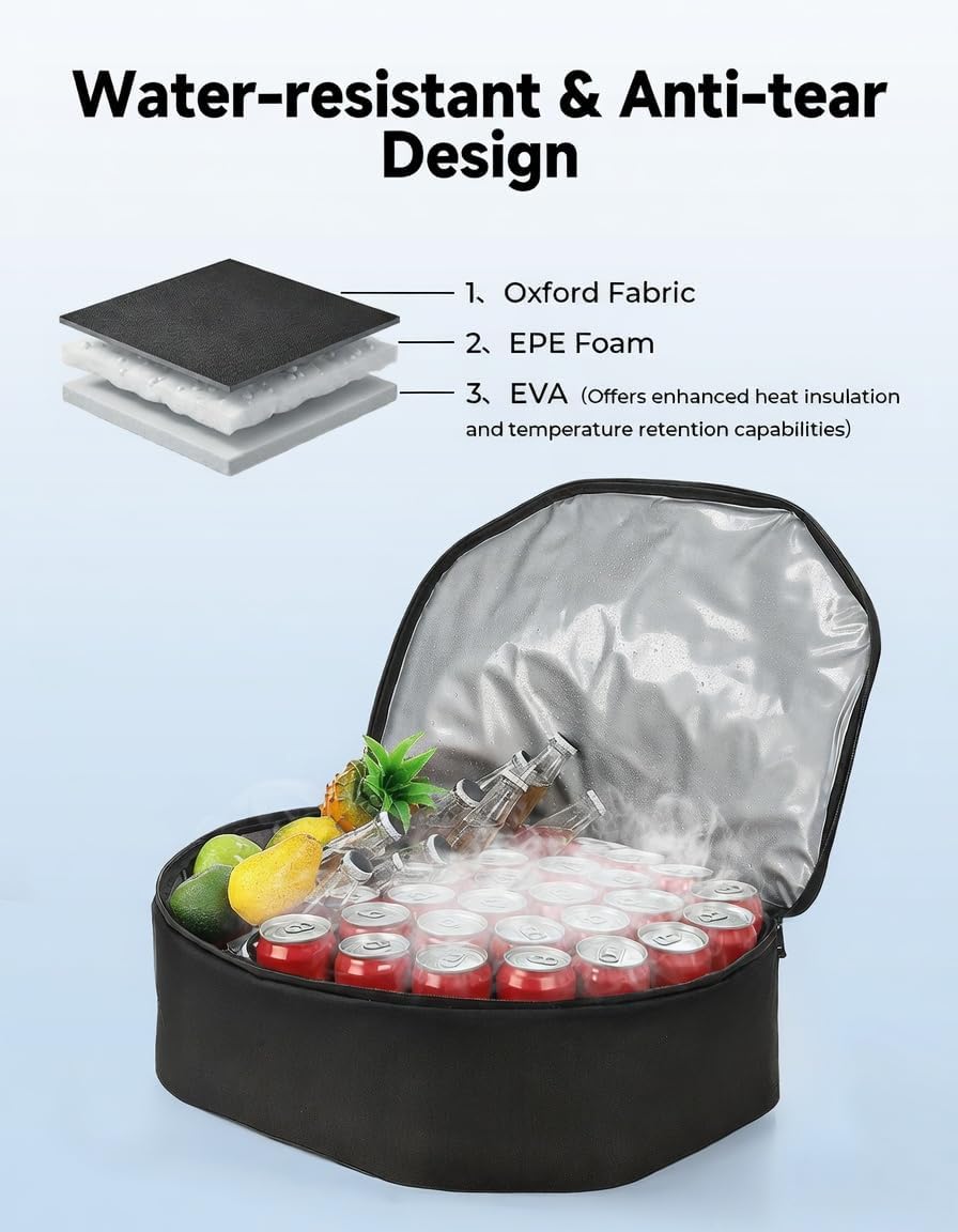 KEMIMOTO Upgraded Rear Pack Cooler Liner Bag, Keeps Cold & Warm 7.5H, Fresh 10H, Leakproof EVA Insulated Motorcycle Bag for Drinks & Food Fits for Touring CVO Trike 1993-2025 (Insulated Cooler)