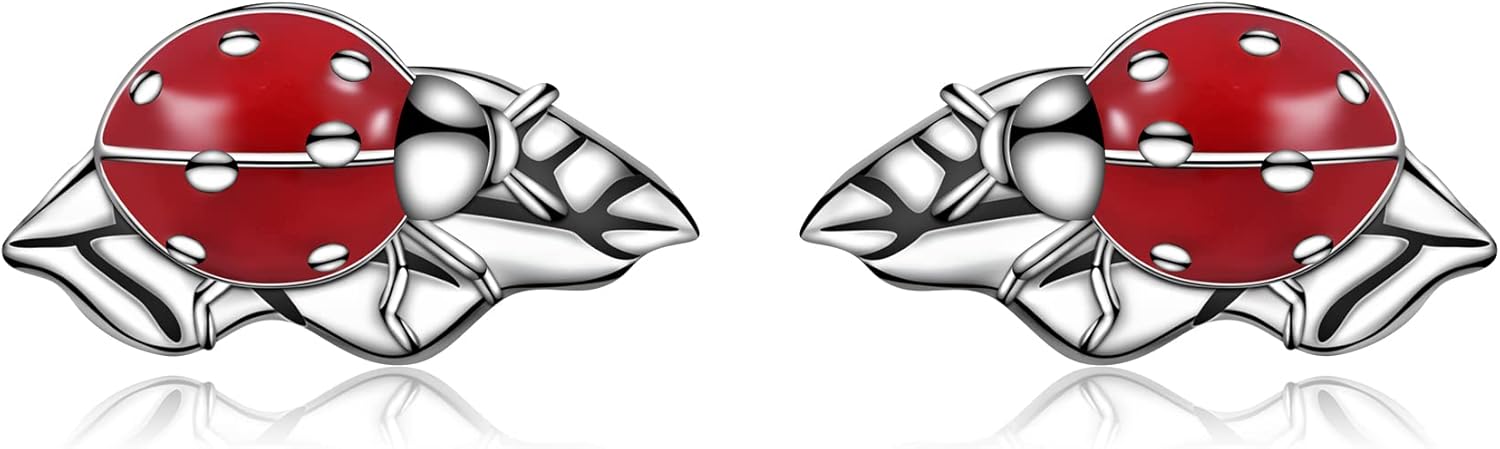 925 Sterling Silver Stud Earring Cactus/Mushroom/Frog/Ladybug/Sun and Moon Flower/Skull/Bear/Whale Earrings Sterling Silver Jewelry for Women
