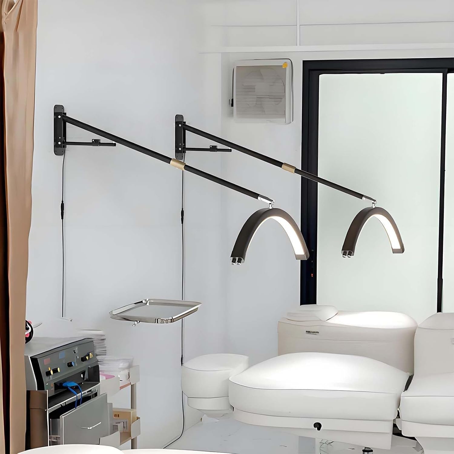 Lampada di bellezza LED Half Moon da 23" for artisti di ciglia, luce articolata for montaggio a parete(Black)