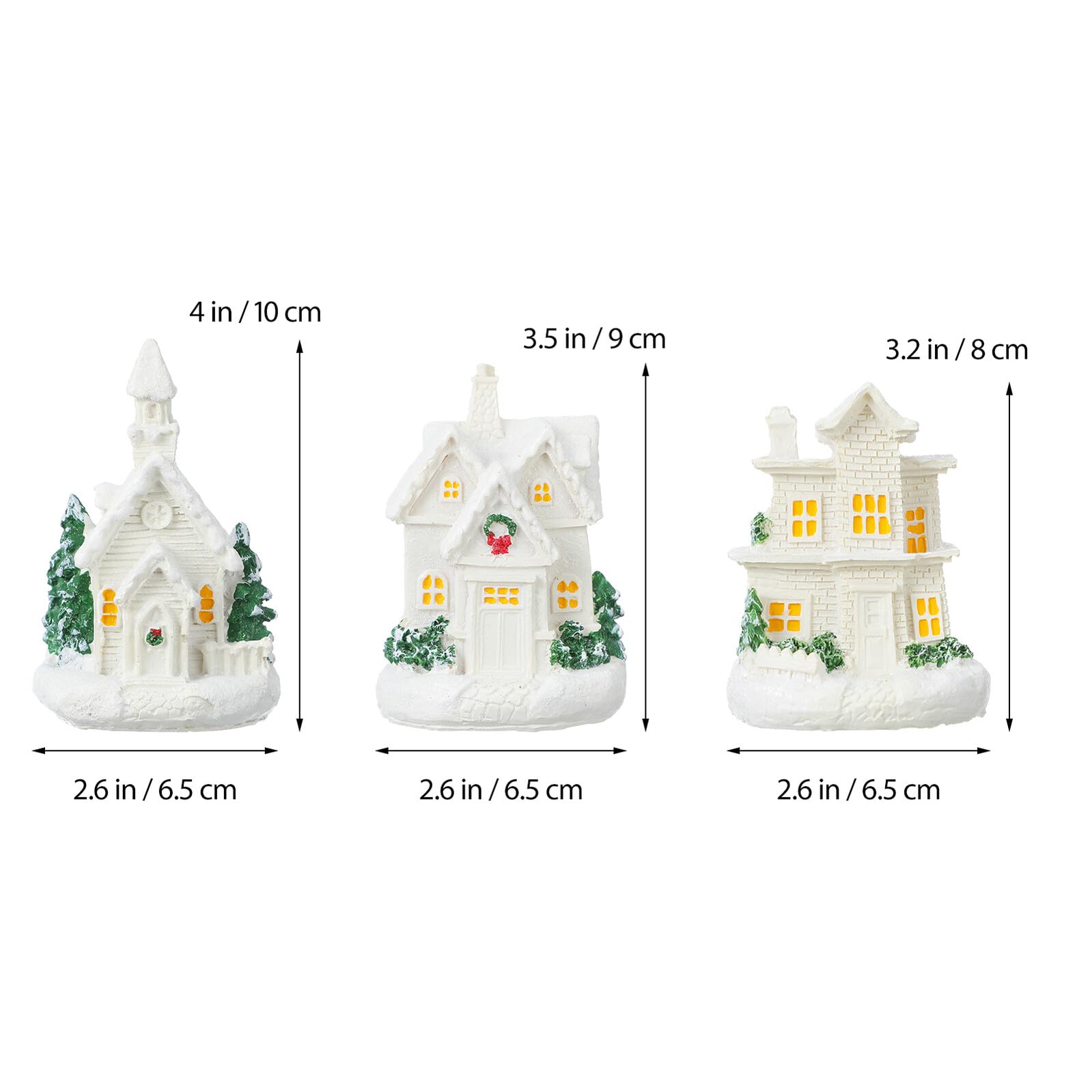 3 Piezas Conjunto Casas Navideñas de Resina con Luz LED Miniaturas para Decoración de Pueblo Navidad Adornos Luminosos para Hogar Oficina y Regalos Festivos