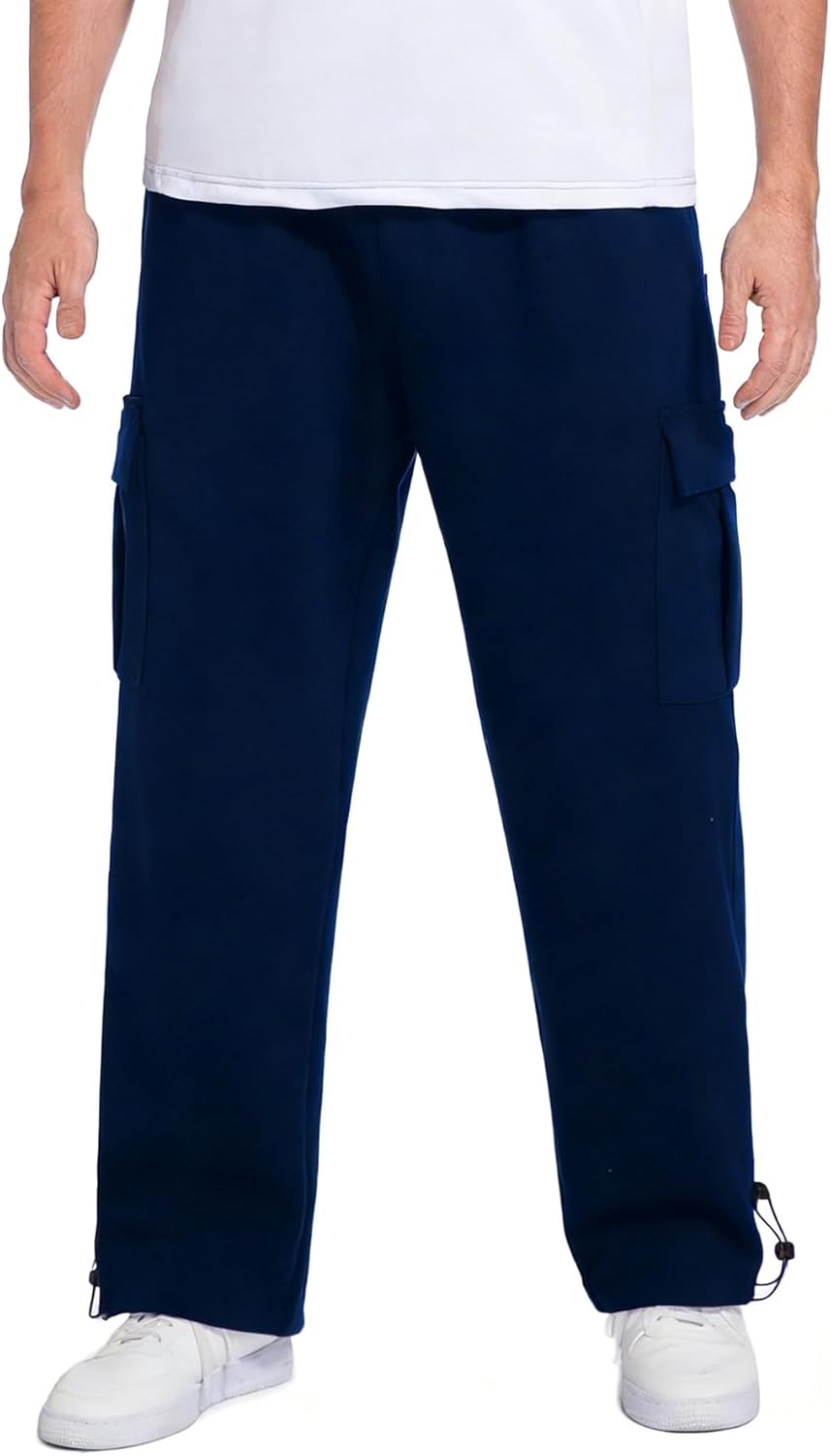 wulanhada Big and Tall Cargo Pants for Men Pants Stretch Casual Pants Multi Pockets Sweatpants Outdoor Hiking Work Adjustable