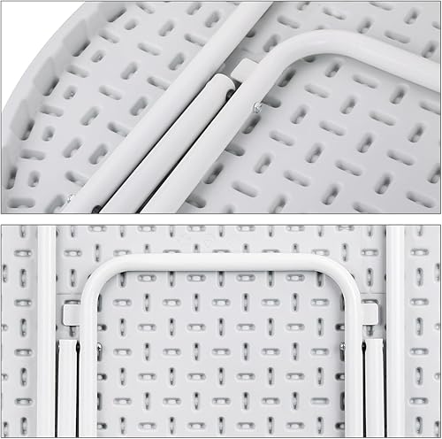 Miniatura 6 de Magshion Mesa plegable redonda de 31 pulgadas, tarjeta de plástico plegable blanca, mesas de utilidad al aire libre para picnic fiesta comedor