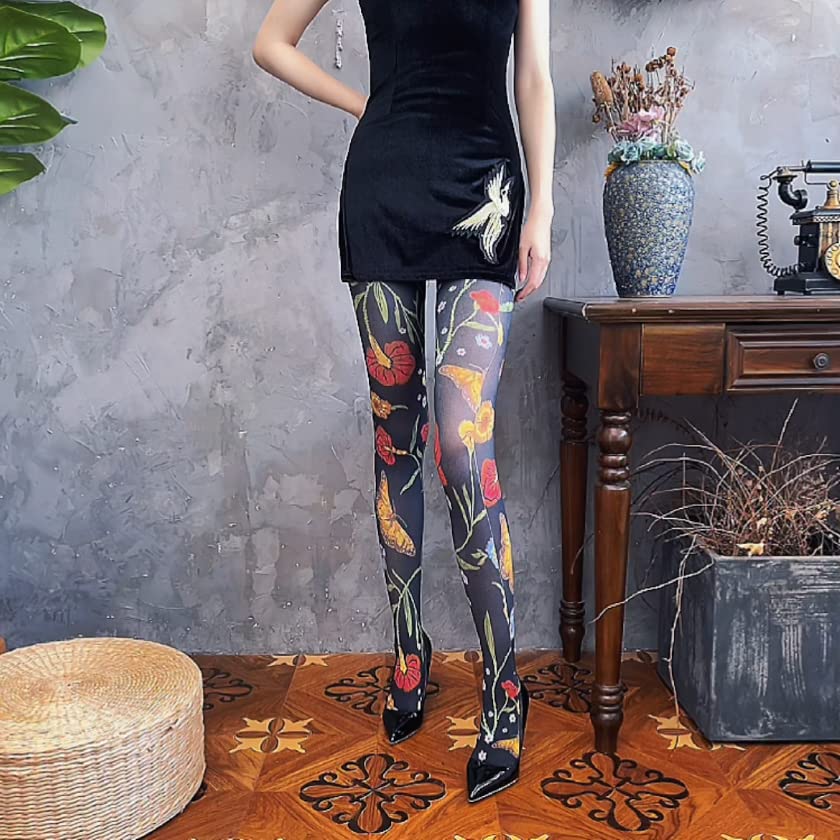 Image of Sahabowi Women Tights, Opaque High Waist Pantyhose, Vintage Control Top Stockings