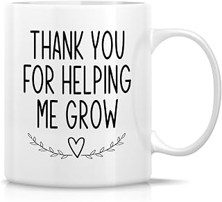 Funny Thank You for Helping Me Grow Mug - 11oz Ceramic Coffee Cup - Motivational, Appreciation Gift for Sponsors - Sober, Birthday, Holiday Gift For Women, Teacher, Friends, Mentor, Coworker