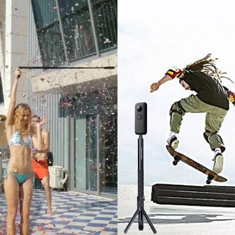 Image of 360 Bullet Time Handle & Invisible Selfie Stick Bundle for Insta360 X5 /X4 /X3 /X2 /X, GoPro Hero 13 /12 /11 /10 /9, DJI Osmo Action | Rotating Bullet Time Tripod Handle & Extendable Monopod