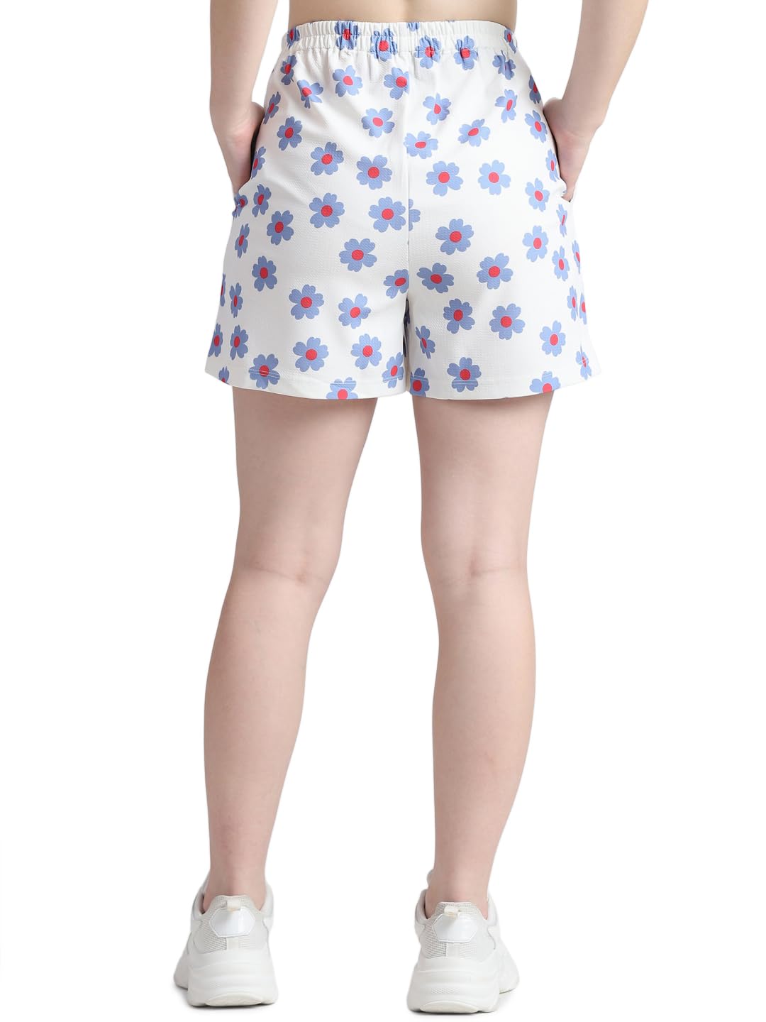 ONLY Women Solid Cotton Relaxed Fit High Rise White Shorts 3
