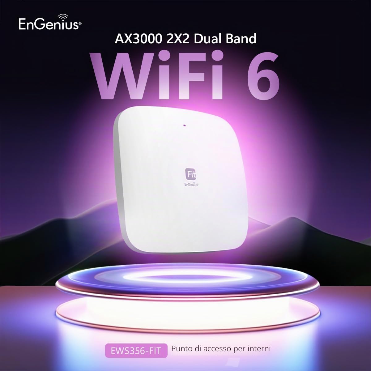 EnGenius Compatibile con Access Point Wi-Fi 6 Dual Band AX3000 | Opzioni di controllo Cloud & App e OnPrem | WPA3, MU-MIMO, Mesh e roaming senza interruzioni - EWS356-FIT