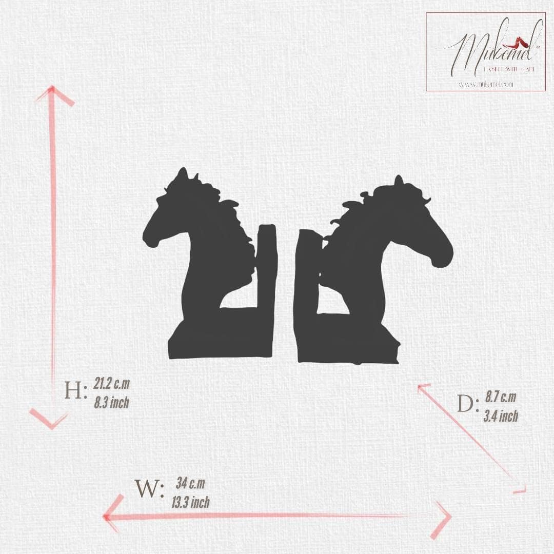 Royal Horse (13.40 inch, Handmade Book Holder, Decorative Horse Statue, Office Sculpture, Black, White) Mukemel Designs -STB0005/6 (White)