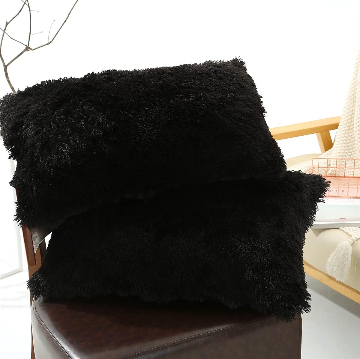 Solid Plush Body Pillow Pillowcase Super Soft Fluffy Faux Fur Shaggy Body Pillow Cases/Covers Decorative Throw Pillow Shams with Zipper Closure (Body-Pillowcase Only, Cream White)’