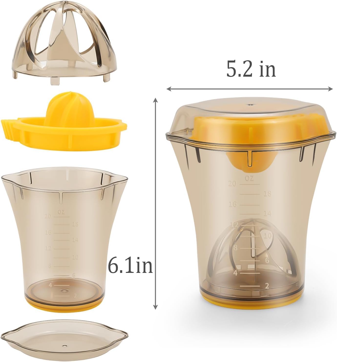 Citrus Orange Juicer Manual Lemon Lime Squeezer, Hand Lemon and Lime Juicer and Reamer with 20 OZ Bowl, 2 Pour Spouts