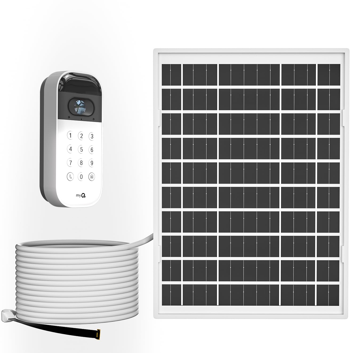 iTODOS Pannello solare da 6 W per tastiera video myQ Smart Garage Porta, cavo di ricarica per esterni da 5 m e supporto regolabile, ricarica continua la tastiera video