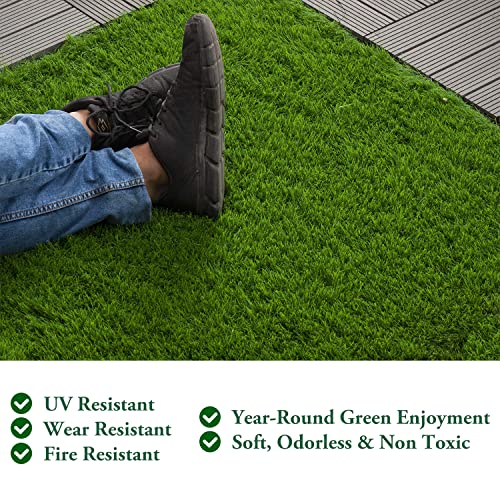 Gliwen 12 Pcs Artificial Grass Turf Tiles Interlocking Floor Tiles, 12" X 12" Fake Grass Deck Tile, Synthetic Grass Pet Mats For Indoor Outdoor Patio Balcony Flooring, 12 Sq. Ft #TOP1