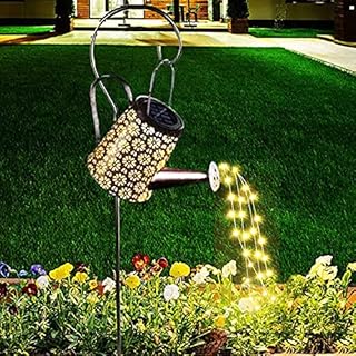 Solar Watering Can with Lights Outdoor Garden Decorative, Large Hanging Solar Kettle Lantern Light Waterproof Retro with 60pcs Highlight Led for Pathway Yard Lawn Patio Landscape Decor(with Bracket)