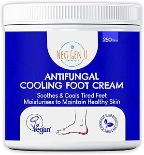 Next Gen U Antifungal Athletes Foot Cream 250 ml, Made in UK, Natural Cooling Relief for Itchy Feet