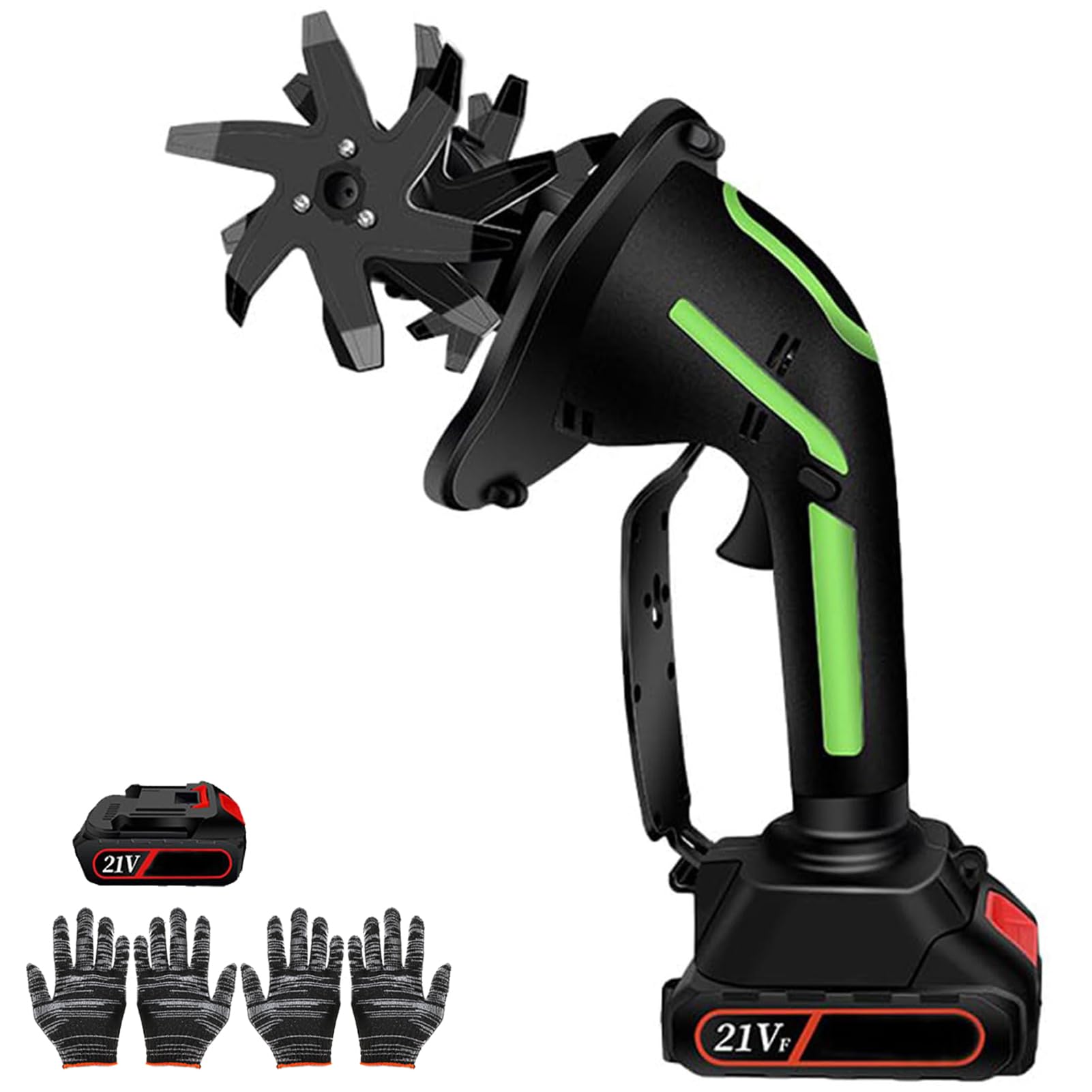 Mini fresa elettrica da giardino, senza fili, con 2 batterie e asta lunga, profondità di 10 cm, perfetta per giardinaggio e cura del prato