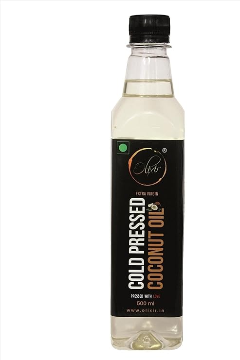 Olixir Cold Pressed Coconut Oil For Cooking Food, Baby Massage, Oil Pulling, Hair Care And Skin Care 100% Natural Coconut Oil (500 ml)