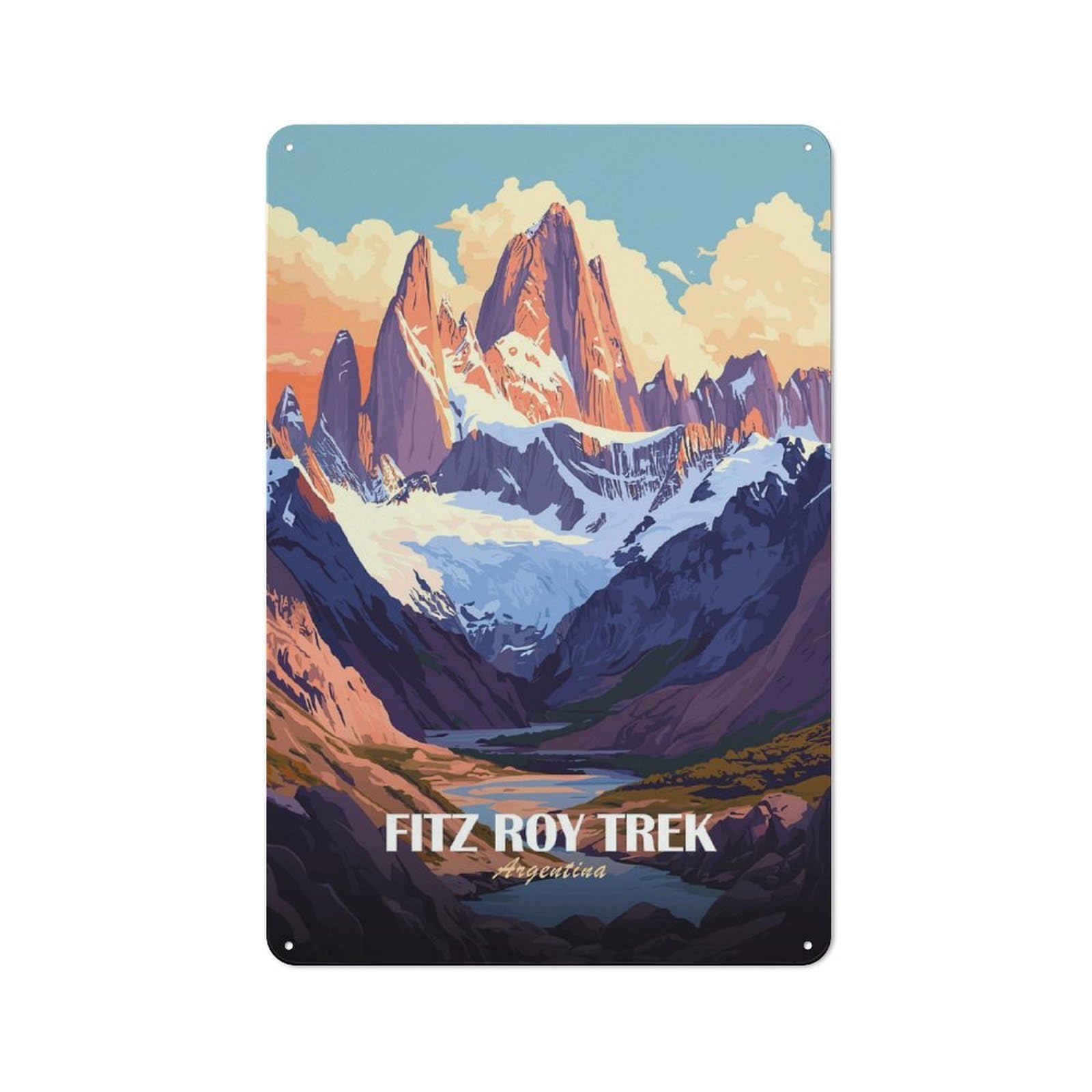 Junmoney Style-16 Casual Fitz Roy Trek Argentina Landscape Art Shed Metal Sign 30X20cm, Shed Wall Decor For Greenhouse, Garden Room, Cafe Or Entryway