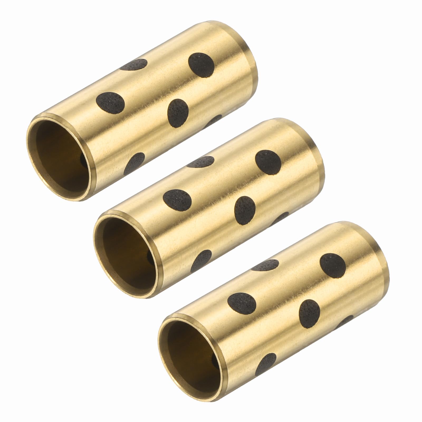 sourcing map Lot de 3 roulements à douille 8 mm alésage x 10 mm de diamètre extérieur x 25 mm de hauteur, bagues enveloppées sans huile en laiton graphite, JDB bagues lubrifiantes en laiton moulé