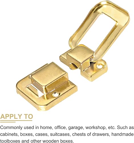 Miniatura 4 de METALLIXITY Cerradura de cierre de palanca (1.890 in x 1.260 in), 2 unidades, pestillos de cerrojo de hierro, para armarios, cajas, maletas, tono