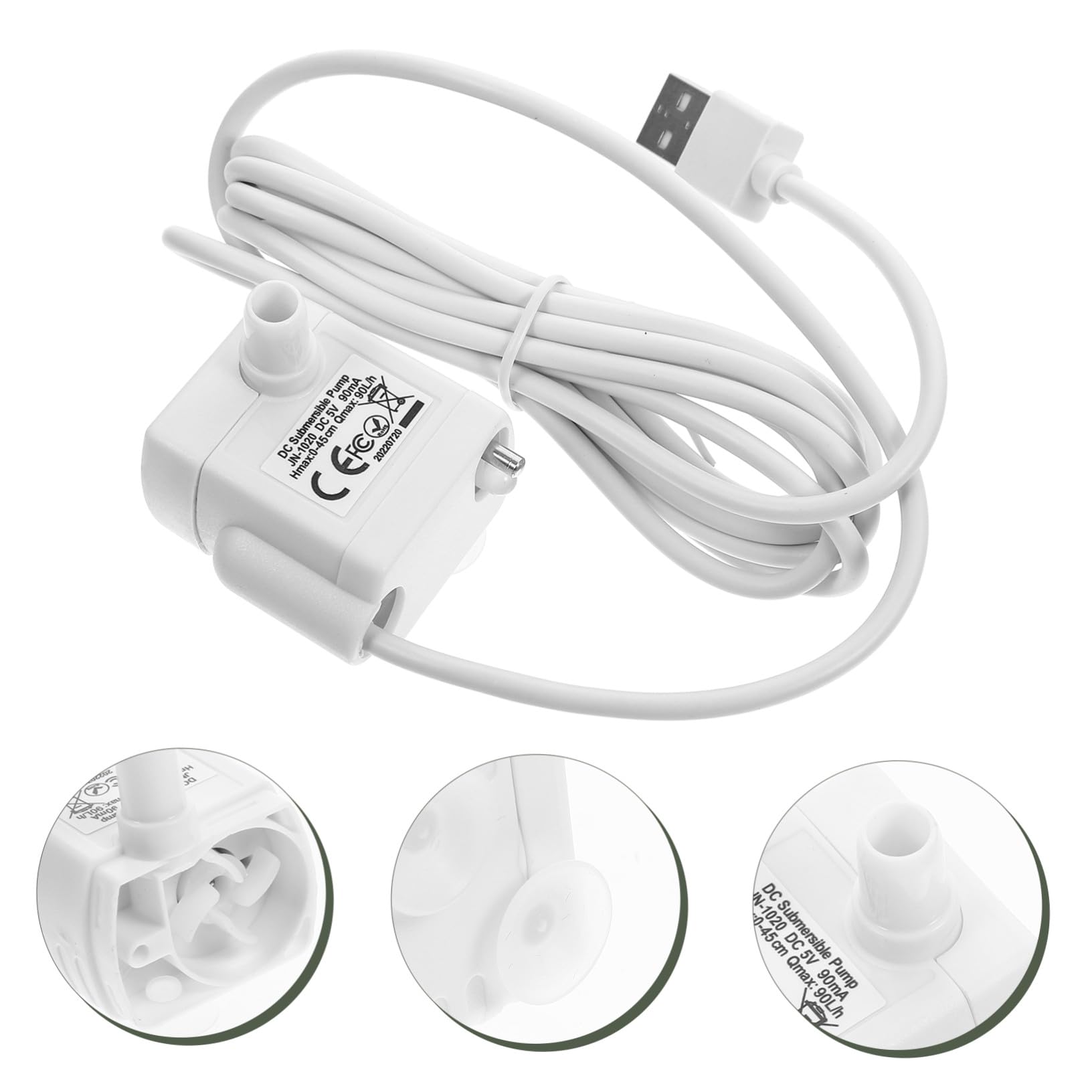 Bomba de Repuesto Sumergible para Bebedero de Gatos Abs Blanco | 5v 1a, Cable USB Incluido, para Fuente de Agua de Mascotas y Uso en Hogares o Tiendas