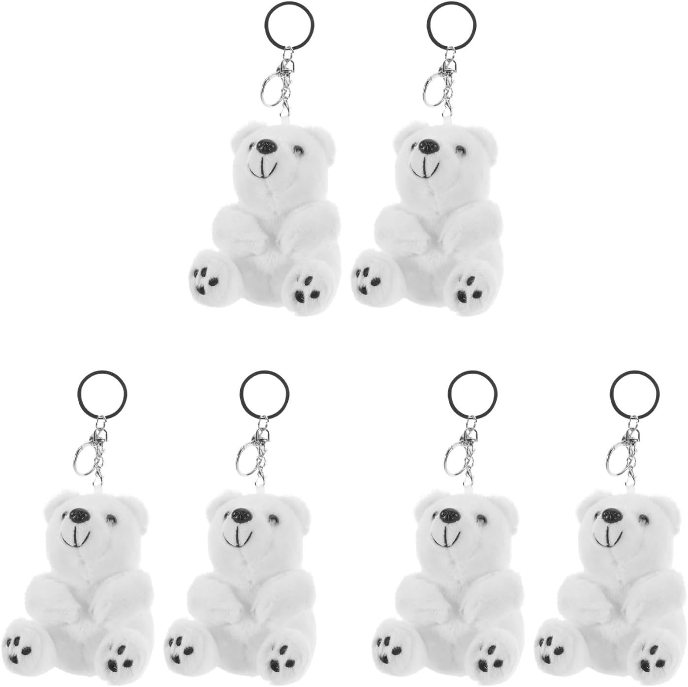 LOGOFUN 6pcs Lovely Polar Bear Keychain Cute Amimal Backpack Pendant for Girls Bag Decorations