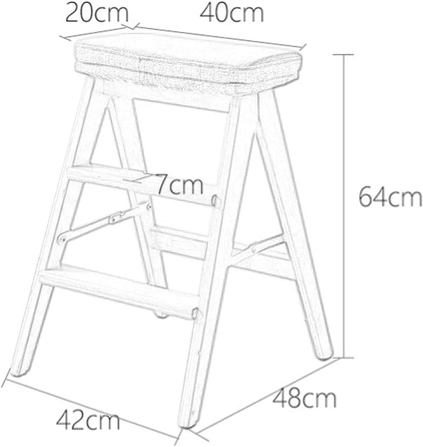 Indoor Climbing Stool,3-Steps Stool Solid Wood Folding Stool Home Ladder Chair Modern Portable Multi-Purpose Kitchen Pedal Stool-200 Lb Capacity (#8)