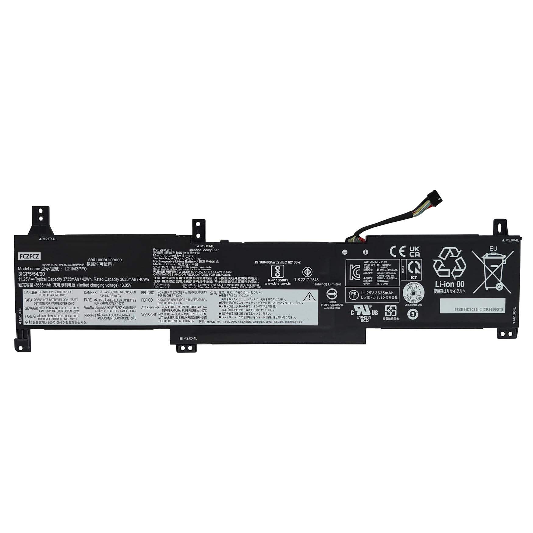 Amazon.com: FCZFCZ L21M3PF0 Battery 42Wh Replacement for Lenovo