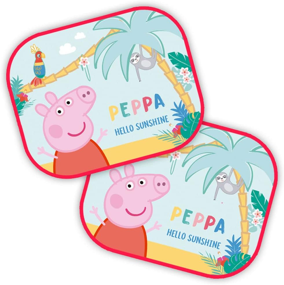 Peppa Pig Car Window Sun Shade for Baby Kids, Car Sunshades Shield Visor for Children - Sun & Privacy Protection - Suction Cup - 2 Pack - 44 x 35 cm