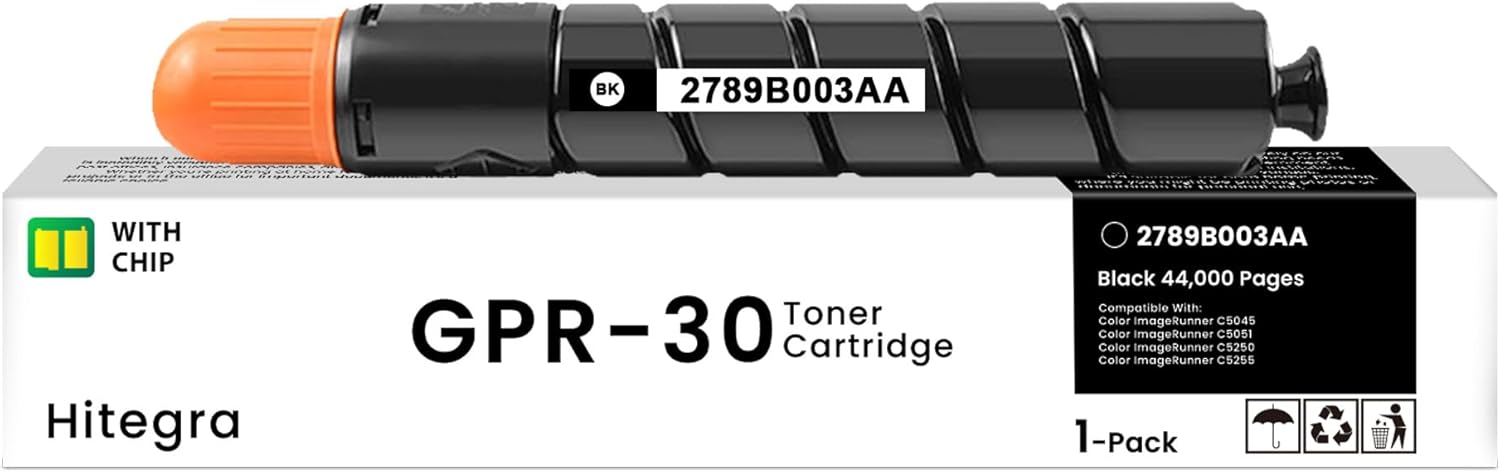 GPR-30 GPR30 Toner Cartridge Black 2789B003AA Replacement for Canon GPR30 Toner for Color ImageRunner Advance C5045 C5051 C5250 C5255 Printer Black Toner, 1-Pack for 44,000 Pages