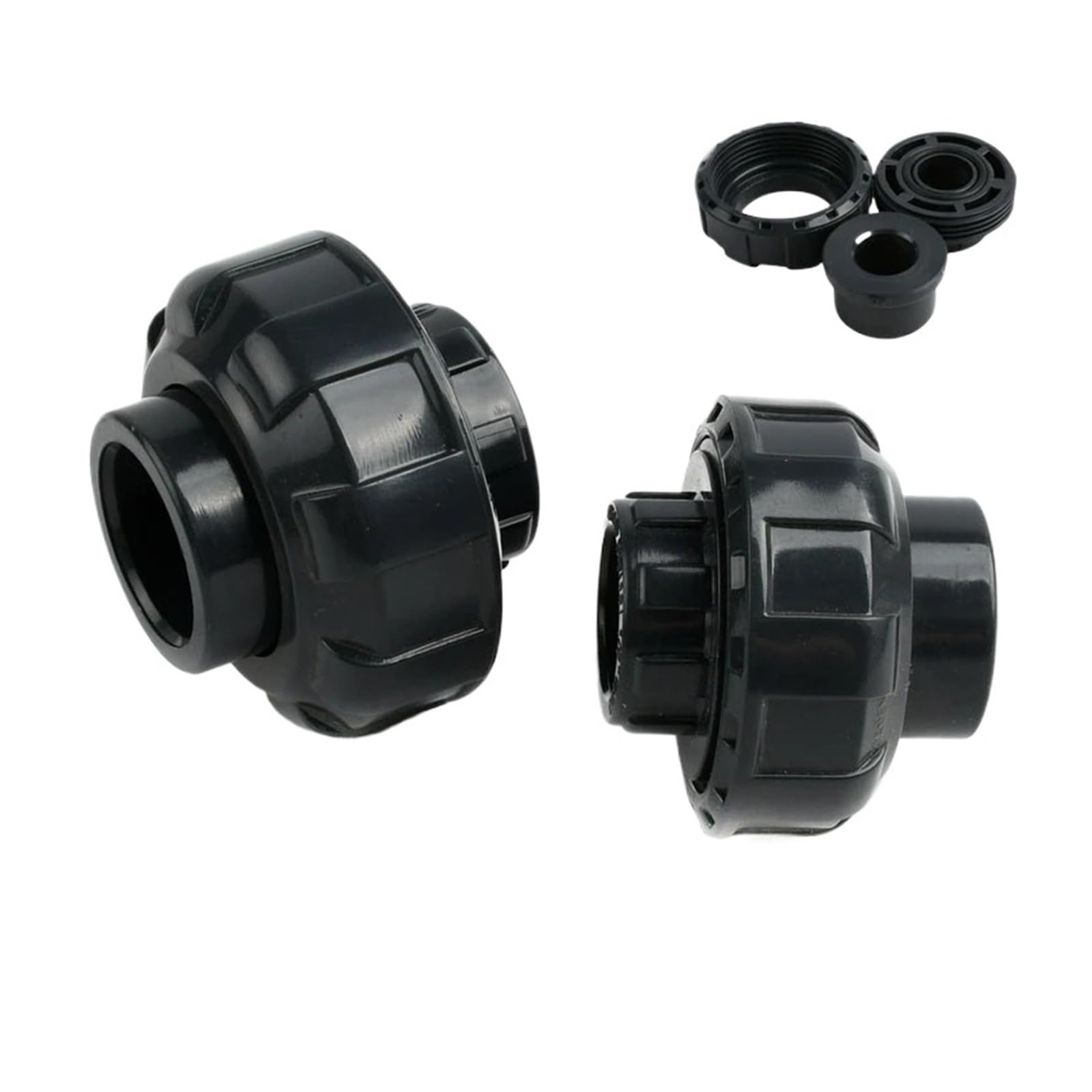 1 STÜCK 20~63 mm Dunkelgrau UPVC-Rohrverbinder Gerades Winkelstück T-Stück Gartenbewässerung DIY-Zubehör Aquarium Wassertank Versorgungsverbindungen(Union,63mm (1 PC))