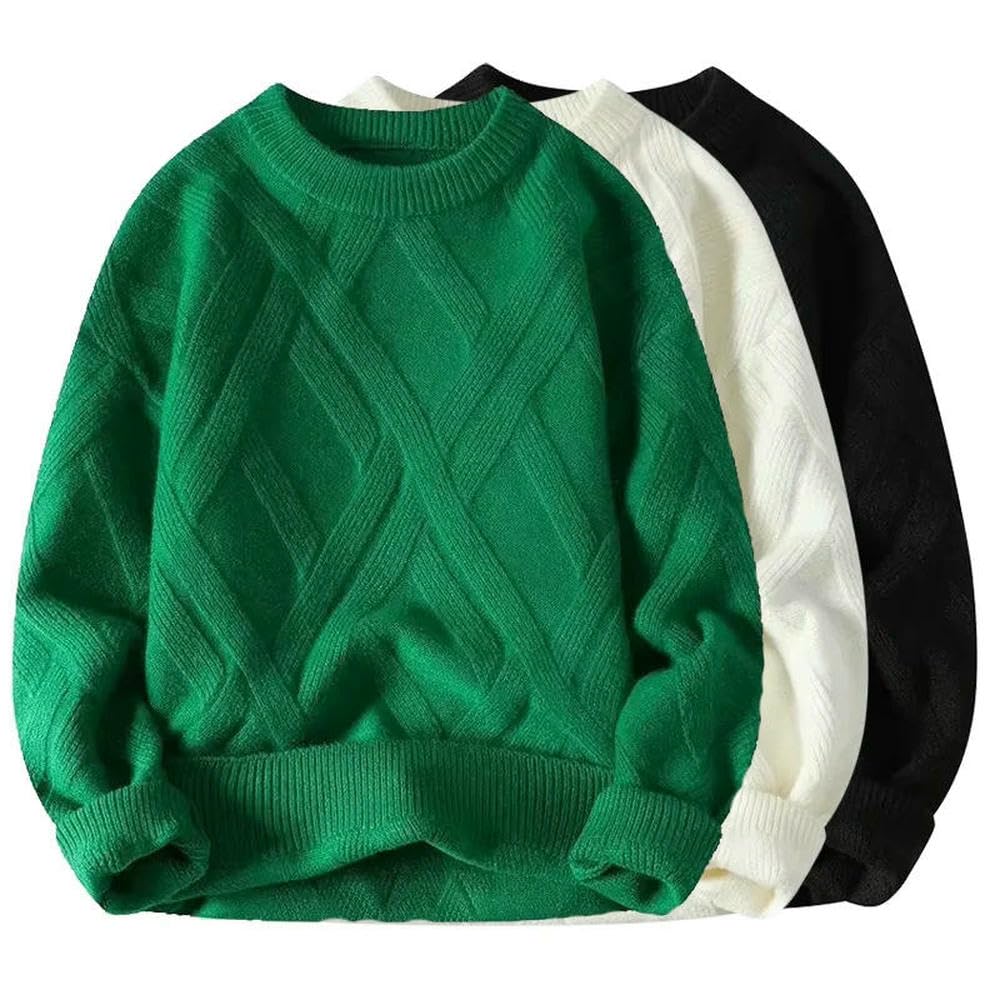 ZBDP Autunno Inverno Maglione Uomo Casual Largo Rosso Maglia Pullover Girocollo Strato Base Addensato Top Alla Moda per gli Uomini