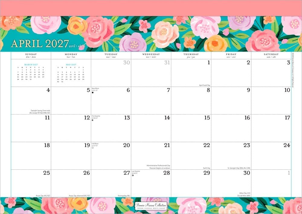 Bonnie Marcus OFFICIAL | 2027 14 x 10 Inch 18 Months Monthly Desk Pad Calendar | July 2026 - December 2027 | Sticker Sheet | Plato | Fashion Designer Stationery image 3