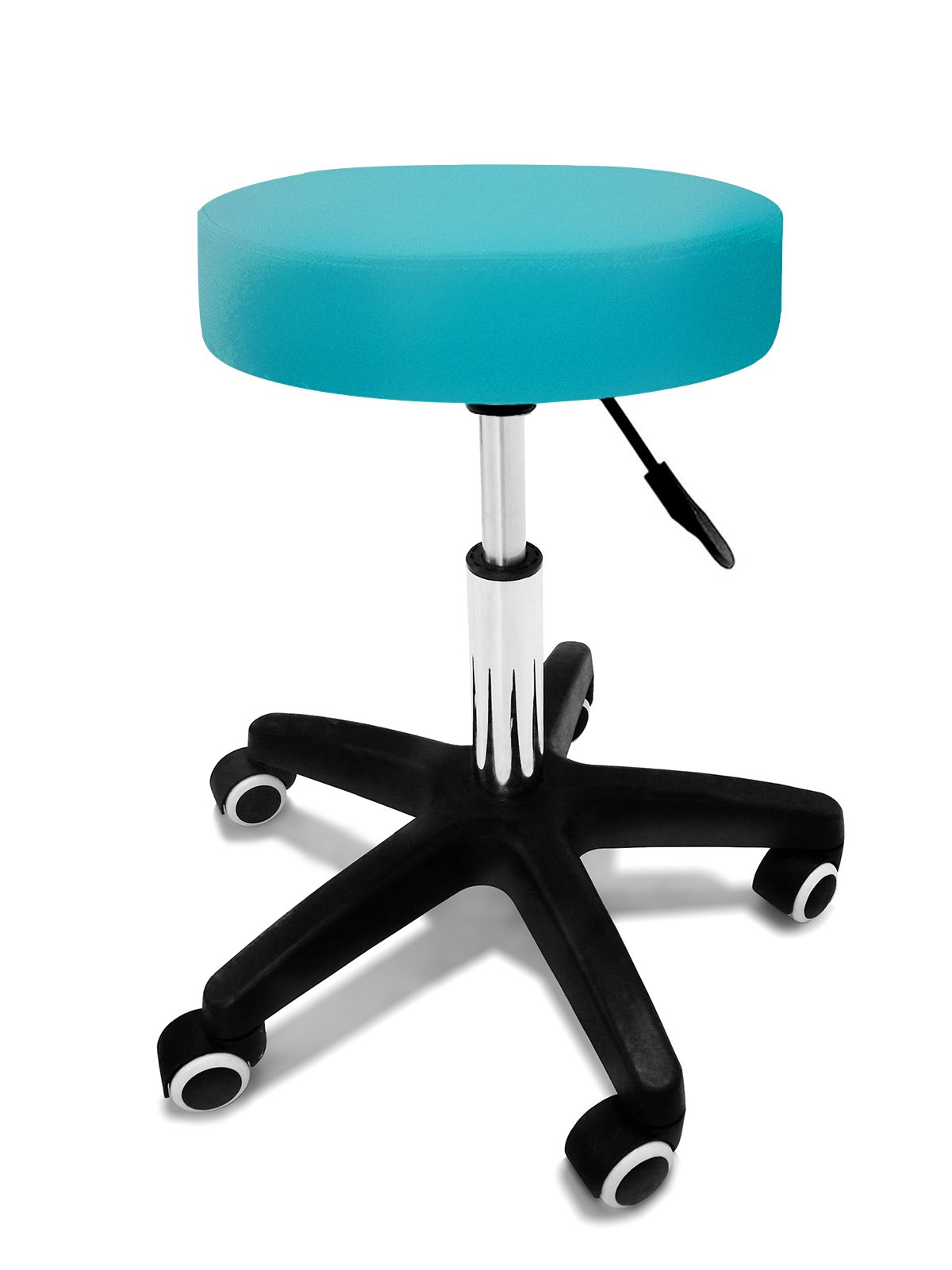 Sgabello girevole con ruote, per parrucchiere, cosmetica, dentista, sedia da lavoro professionale girevole con ruote, bianco