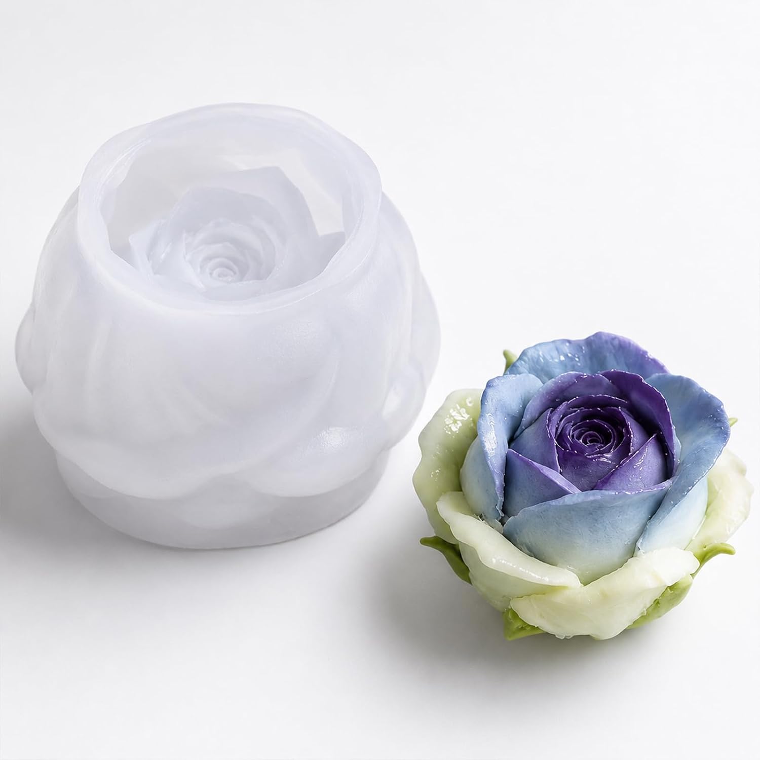 3D Rose Candle Molds for Candle Making Supplies Blooming Roses Flower Molds Silicone Rose Silicone Mold for Scented Candles Soap Aromatherapy Plaster Fondant Chocolate Cake Home Decor Craft Supplies