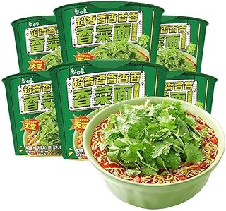 白象香菜面115g/ 個 パクチー麺 即席ビーフン 緑野菜の麺 即食桶装方便面 绿色蔬菜面饼 香菜泡面 方便面 浓汤拉面 汤面スープ 健康中華料理 速食麻辣麺 免煮速食品香菜味超香泡面 中華食材 中華名物 速インスタント麺 美味しい 米粉 劲道面条 おいしい麺のスープ 懒人速食宵夜 (6個)
