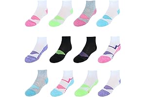 Girls' Cool Comfort Kids Socks 8 to 10 Years: 12-Pair Pack Liner Socks