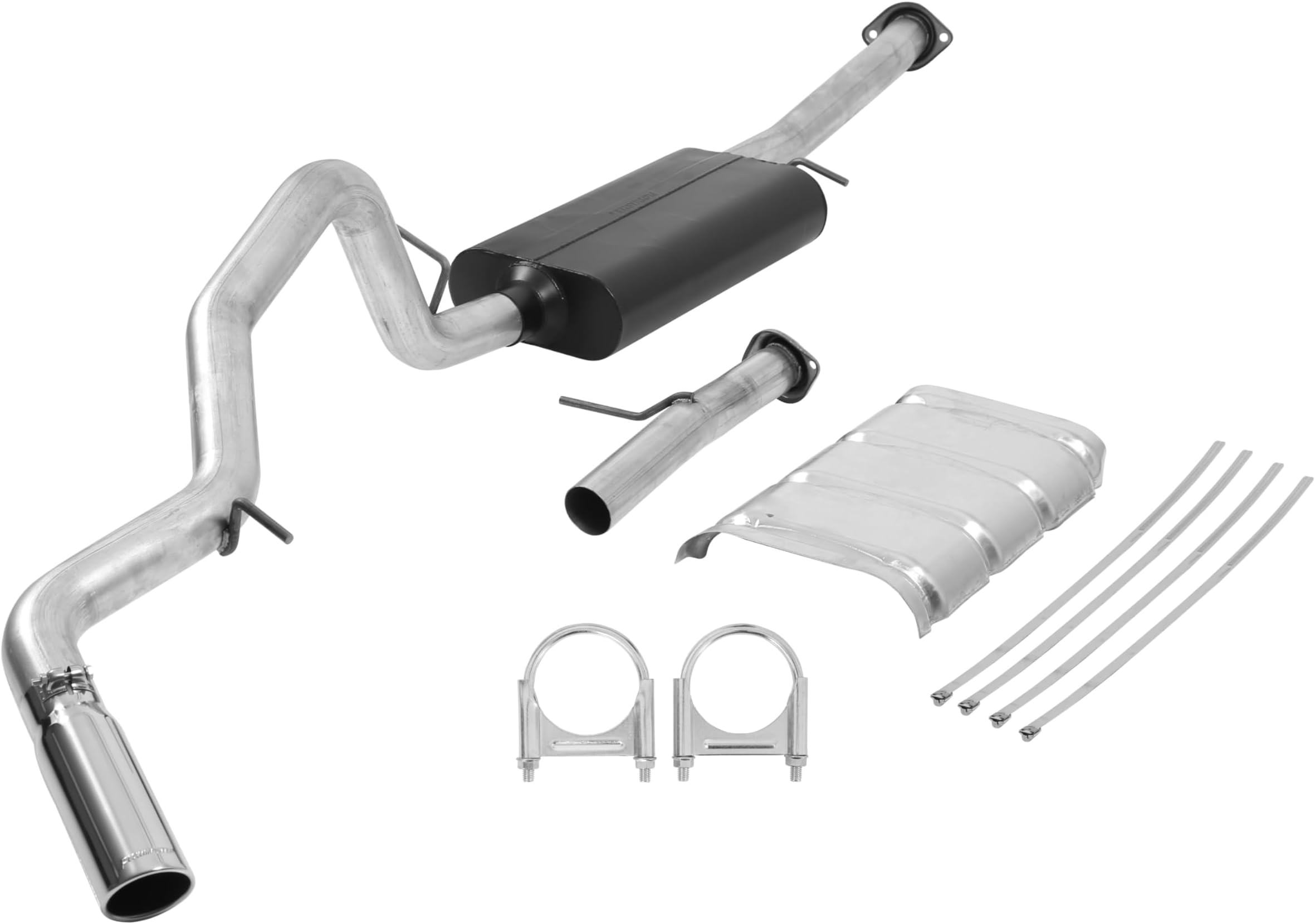 17344 Force II Cat-Back Exhaust Kit 3 Inch Aluminized Steel 3.5 Inch Polished 304 Stainless Steel Tip Compatible with 2000-2006 Chevy Tahoe GMC Yukon 4.8L 5.3L