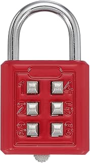 QUARKZMAN Cadenas Combinaison, Cadenas Bouton-Poussoir 6 Chiffres Mécanisme Verrouillage 3 Positions Sécurité Combinaison Pour Casier Sport Armoire (Rouge, Lot 1)