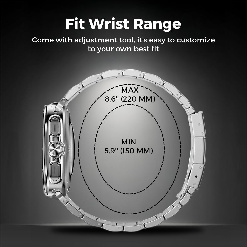 Titanium Metal Watch Band Compatible with Samsung Galaxy Watch 8 40mm/44mm/8 Classic 46mm, Titanium Replacement Strap with Double Secure Buckle for Galaxy Watch 8 Men Women