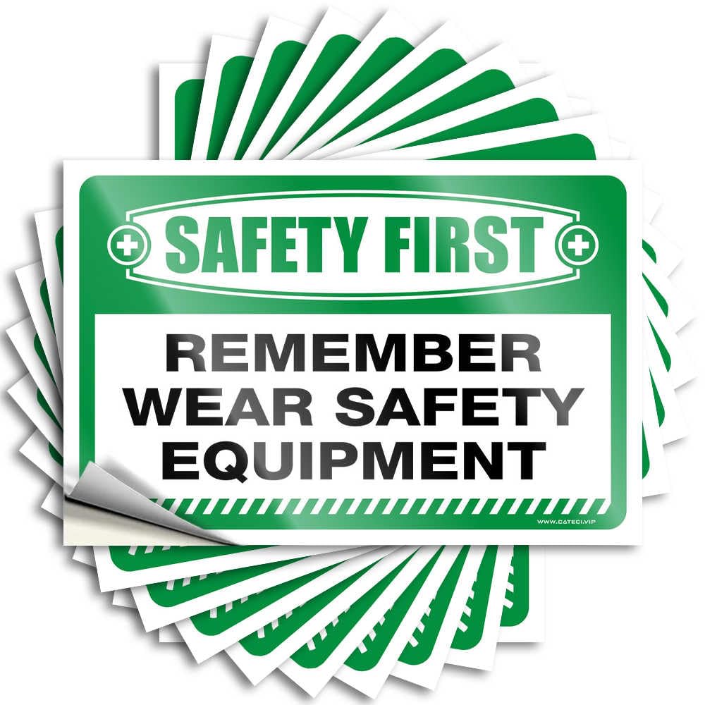 Tool Decal Safety First Remember Wear Safety Equipment Stickers 10Pcs Car Accessories Man Cave Sign Decor(12X18CM)