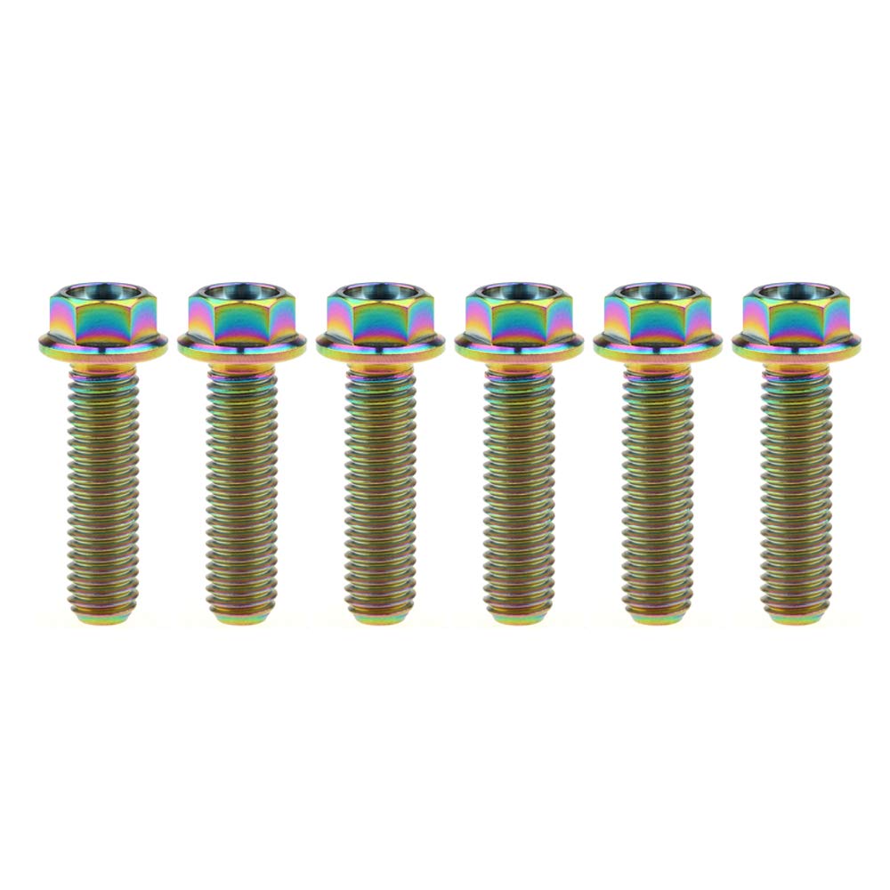 DWAMMEBRS M8x15-65mm Flange Hex Head Screws Pich 1.25mm Pack of 6 for Motorcycle Bike Parts(Rainbow,M8x30mm)