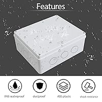Vista 5 de LeMotech - Caja de derivación, caja eléctrica IP65 resistente al agua y al polvo, carcasa de plástico ABS para proyectos electrónicos, color blanco