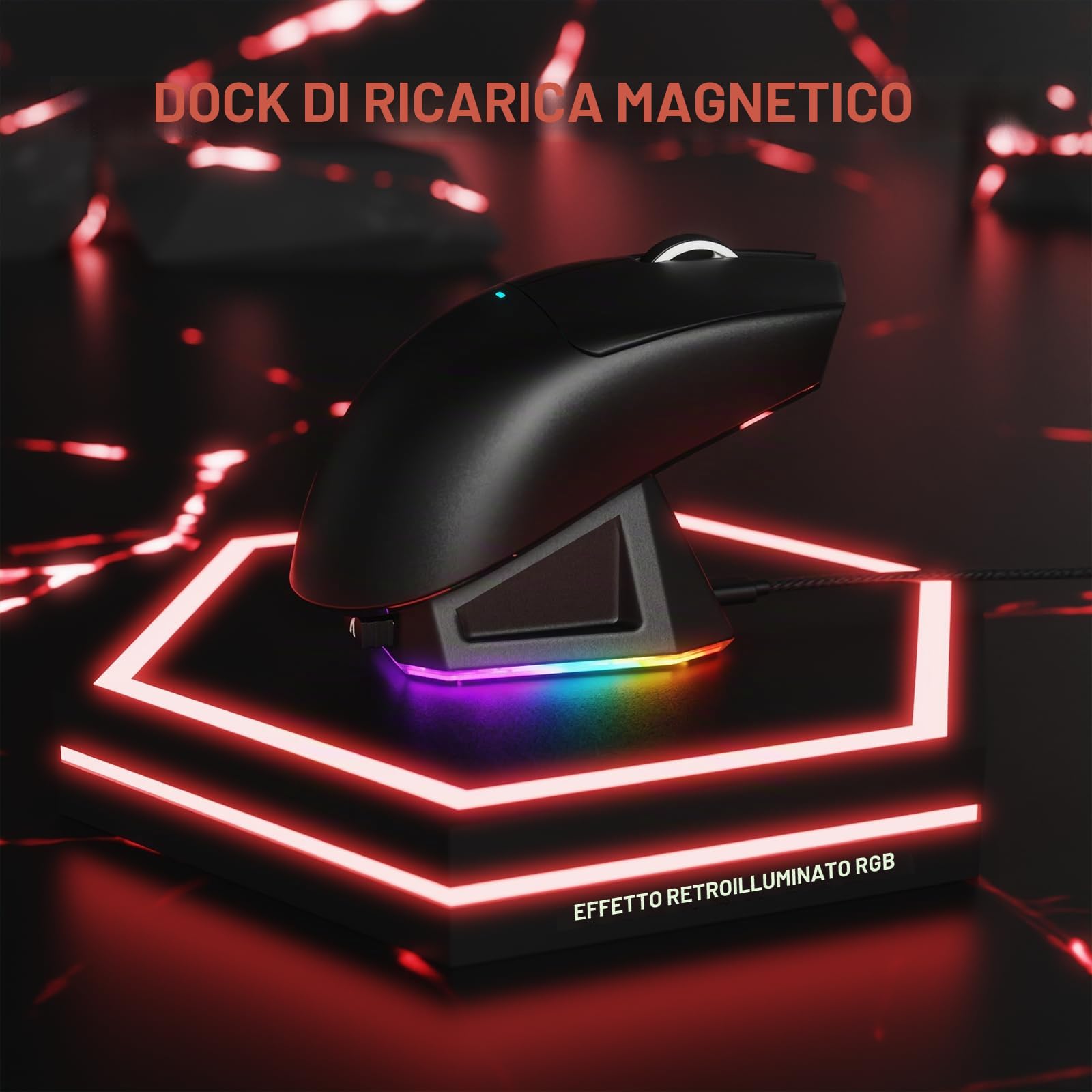MAMBASNAKE × ATTACK SHARK Tastiera e mouse con interruttori magnetici wireless, tastiera a attivazione rapida da 8 kHz, mouse da gioco Tri-Mode da 59 g per PC/Mac(Nero)